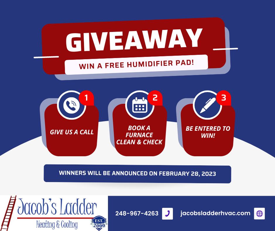 Jacob's Ladder Heating & Cooling humidifier pad giveaway.